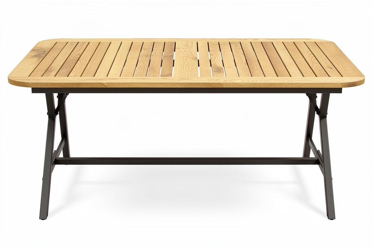 "Opvouwbare Houten Tuin Tafel met Stalen Frame"