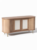 Technische titel: "Moderne Houten Dressoir met Geweven Deuren en Organische Vormen"