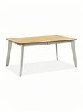 "Moderne Tafel met Houten Bovenblad en Aluminium Onderstel"