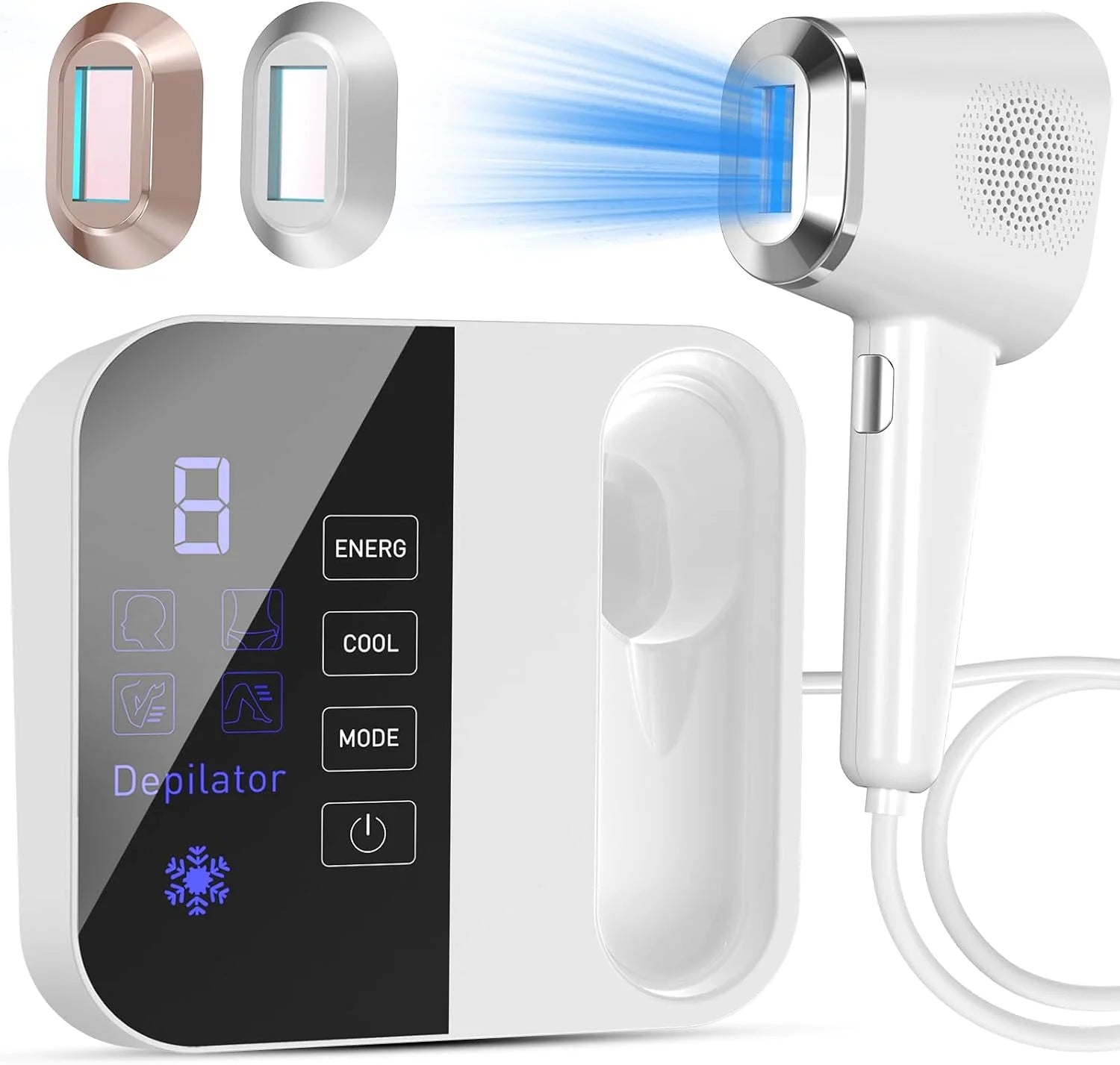 IPL Laser ontharingsapparaat met ijskoeling, 3-in-1 ontharingsapparaat voor thuis voor gezicht, armen, benen, bikinilijn, 999K knippert voor dames en heren