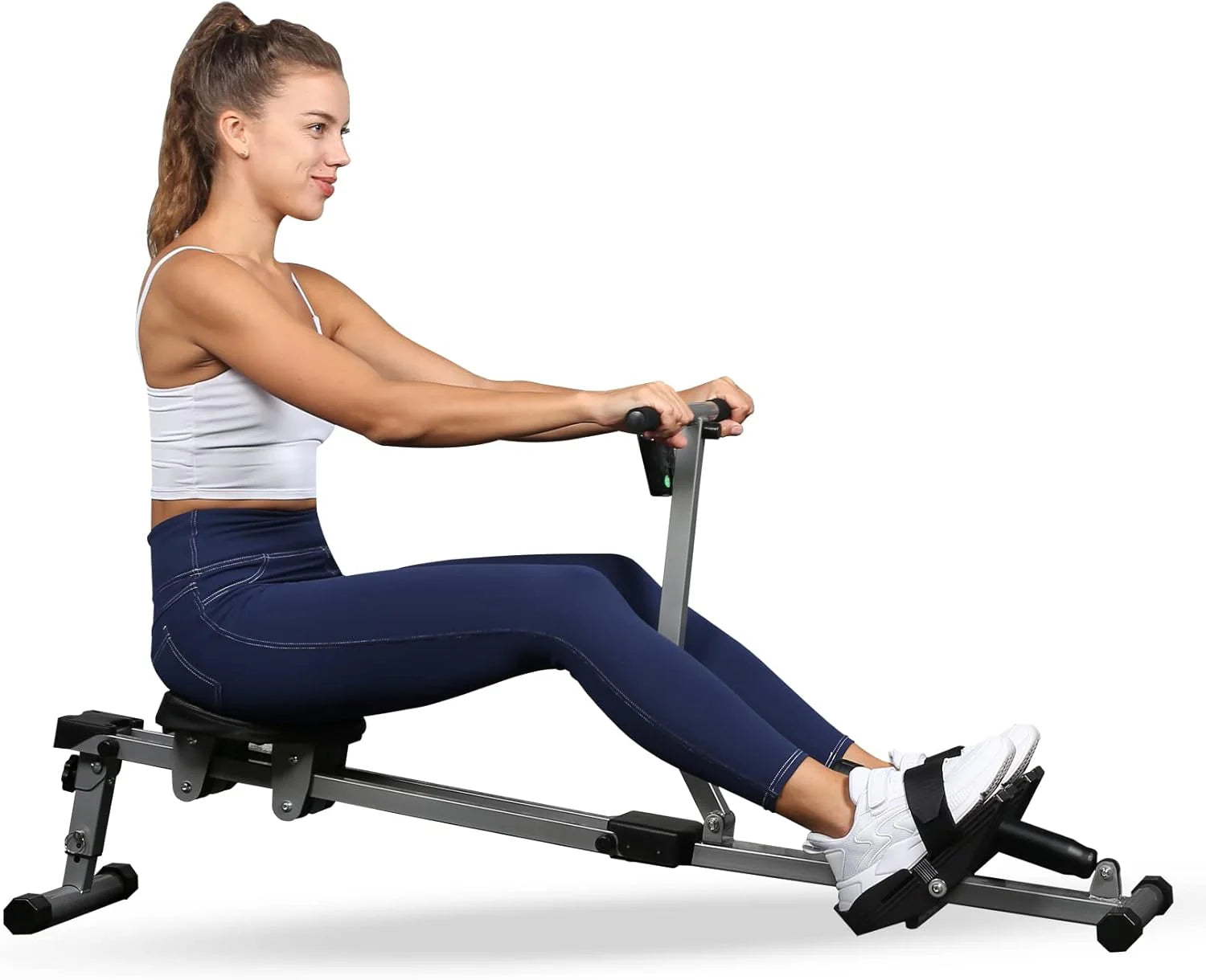 YSSOA Roeitrainer, ergometer, met 12 niveaus instelbare weerstand, digitale monitor en 250 lbs maximale belasting, zwart