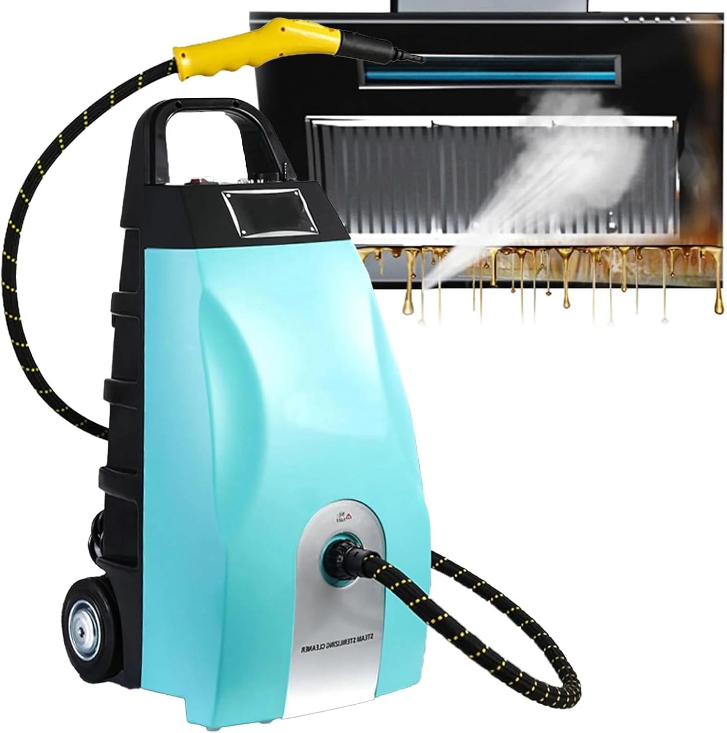 Krachtige Stoomreinigers, Multifunctionele Stoomreiniger, 3000 W Hogedrukstoomreiniger Met 9 Borstelkoppen Voor Tapijten, Ovens, Badkamertegels En Auto-interieurs, Continue Stoomreiniger(Blauw)