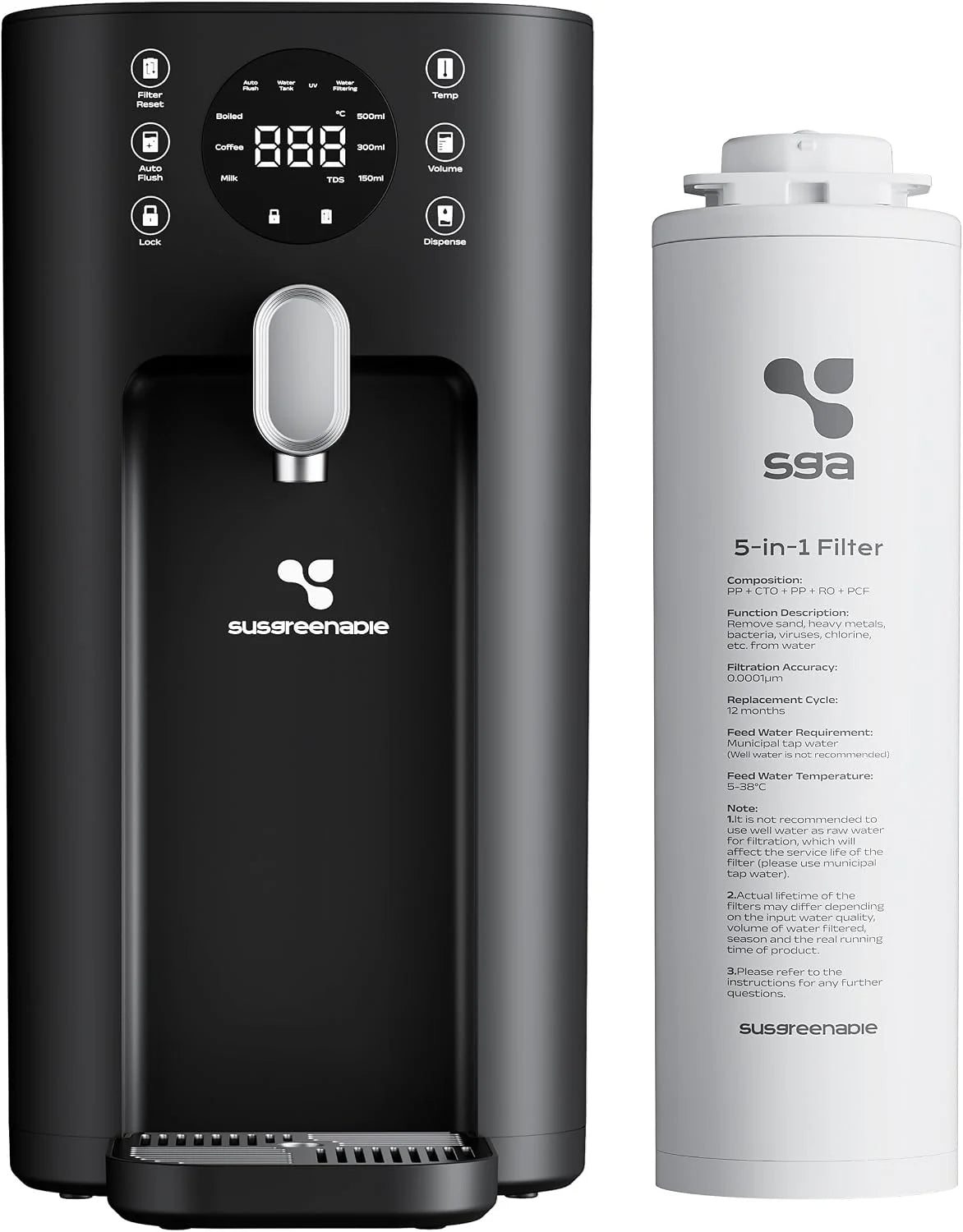 RO Hot Water Dispenser Energiebesparing Multi-level water temperatuurregeling TDS-display Automatische reinigingsfunctie Zwarte kleur