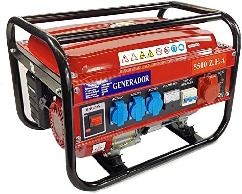 EK Generator, 5500 W, eenfasig, driefasig, 4-takt, benzine, 15 L, rood